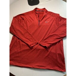 Nike Running Element 1/4 Zip Pullover Red Heathered Dri-FIT Thumbholes Men XXL